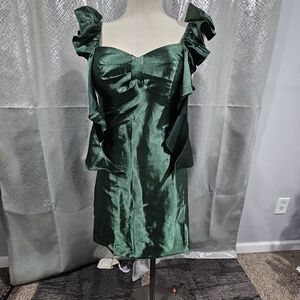 Elegant Green Satin Dress